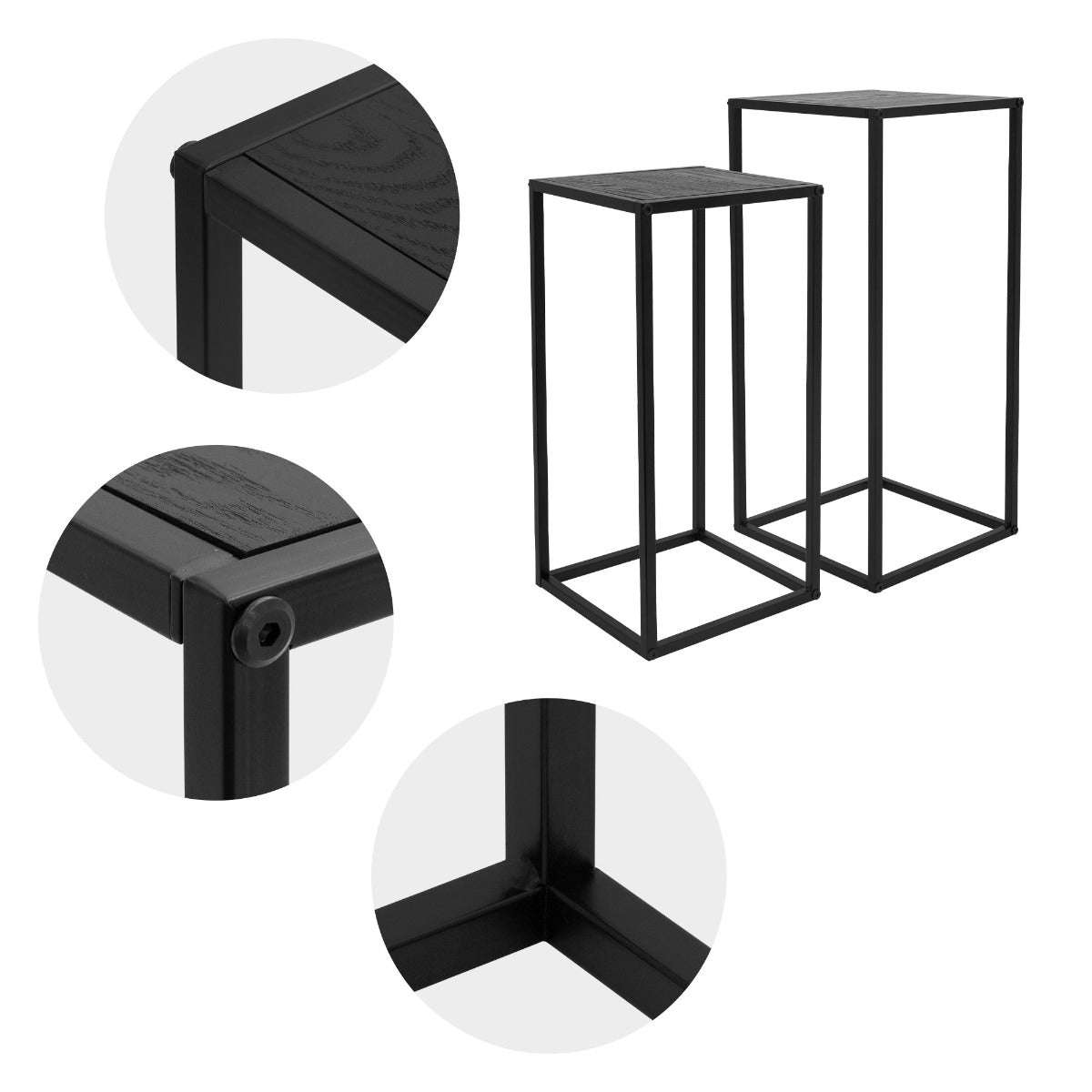 SET 2 SUPPORTI PER FIORI E PIANTE NERO IN METALLO 50/60 CM