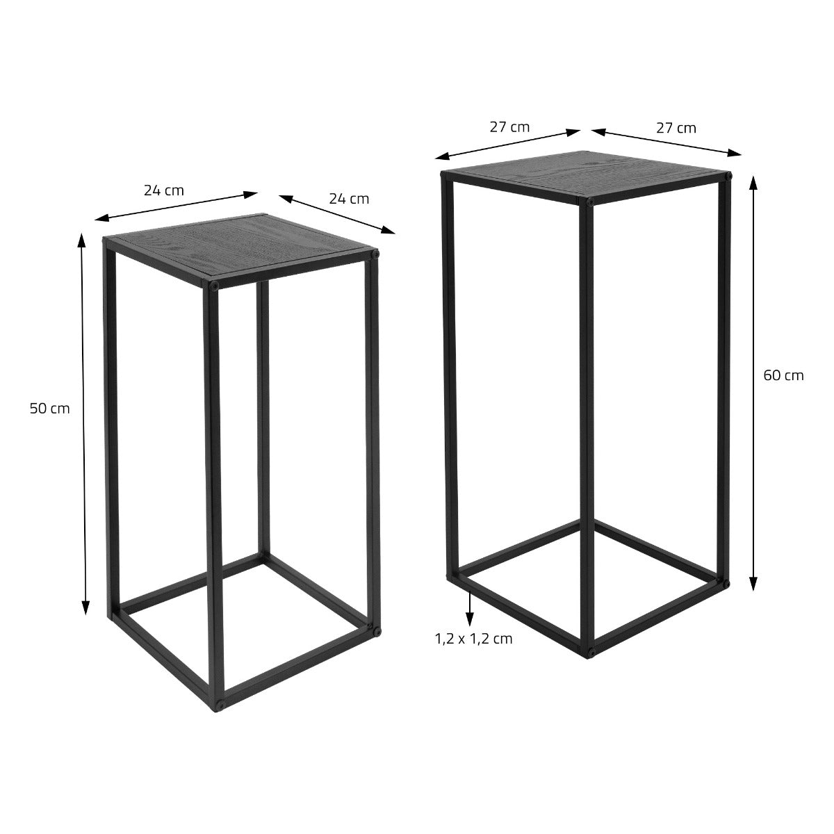 SET 2 SUPPORTI PER FIORI E PIANTE NERO IN METALLO 50/60 CM