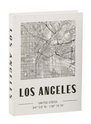 Scatola Contenitore a Libro Los Angeles Bianco Mappa Nera