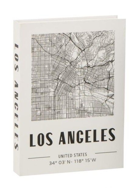 Buchförmige Aufbewahrungsbox Los Angeles Weiß Schwarze Karte