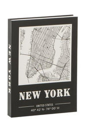 Scatola Contenitore a Libro Decorata New York Nero con Mappa
