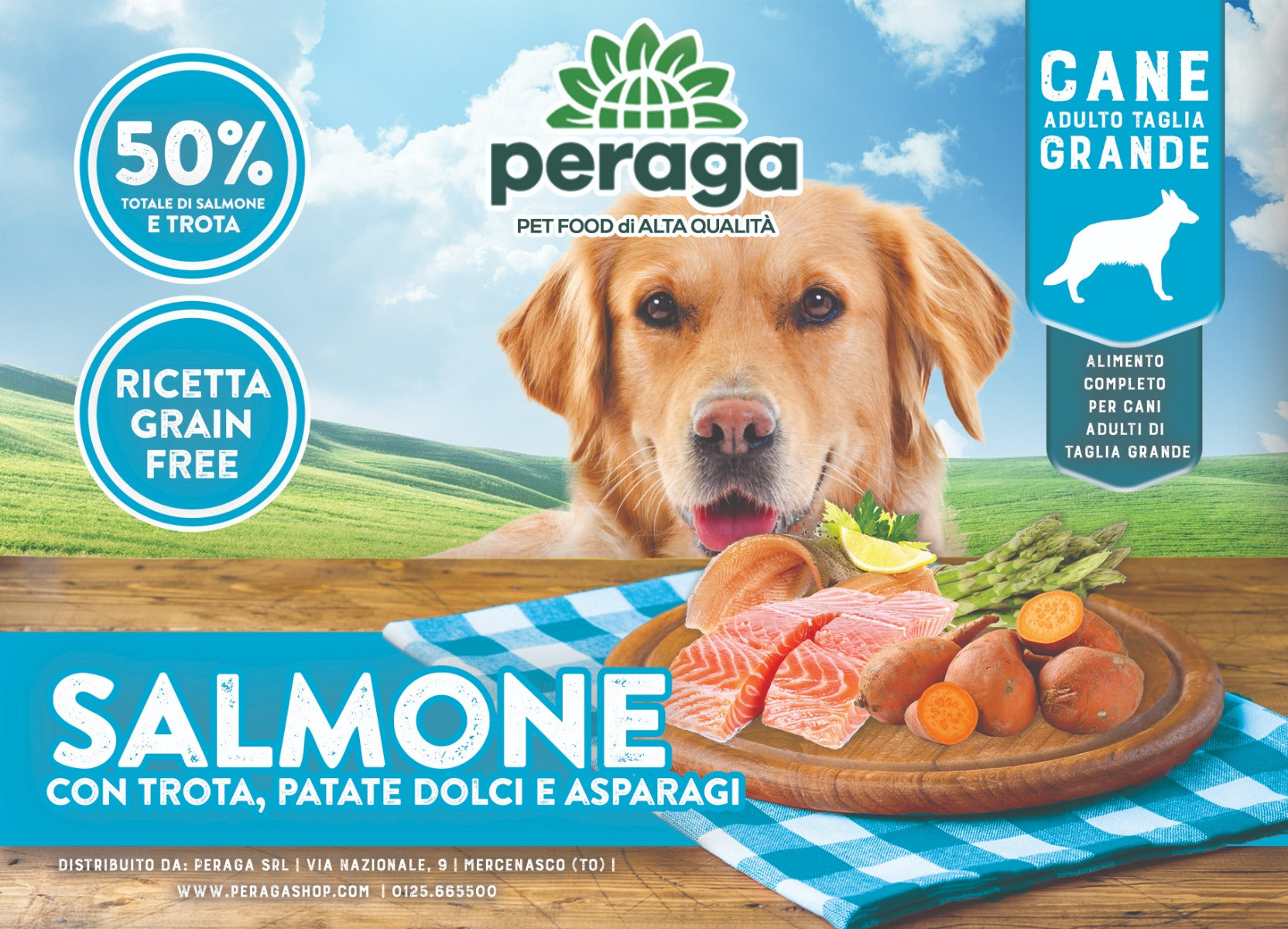 CROCCHETTE PERAGA GRAIN FREE PER CANE ADULTO TAGLIA GRANDE 2KG SALMONE