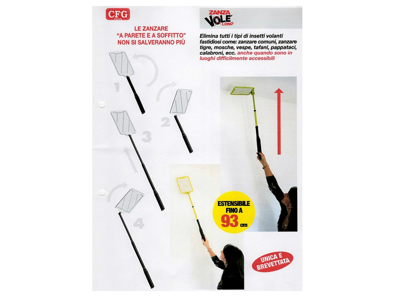 RACCHETTA FULMINA ZANZARE MOSCHE A PILE CFG ZANZA VOLE' LONG Z04