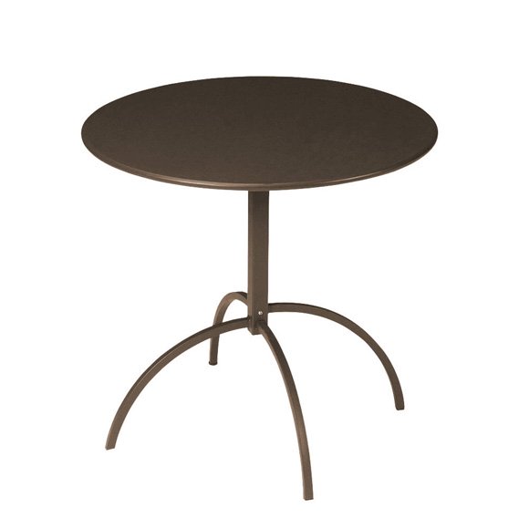 TAVOLO SEGNO TONDO MARRONE D'INDIA IN ACCIAO VERNICIATO 80X80CM