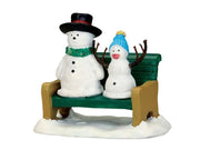 PUPAZZI DI NEVE SU PANCHINA - SNOWDADDY & SNOWBABY