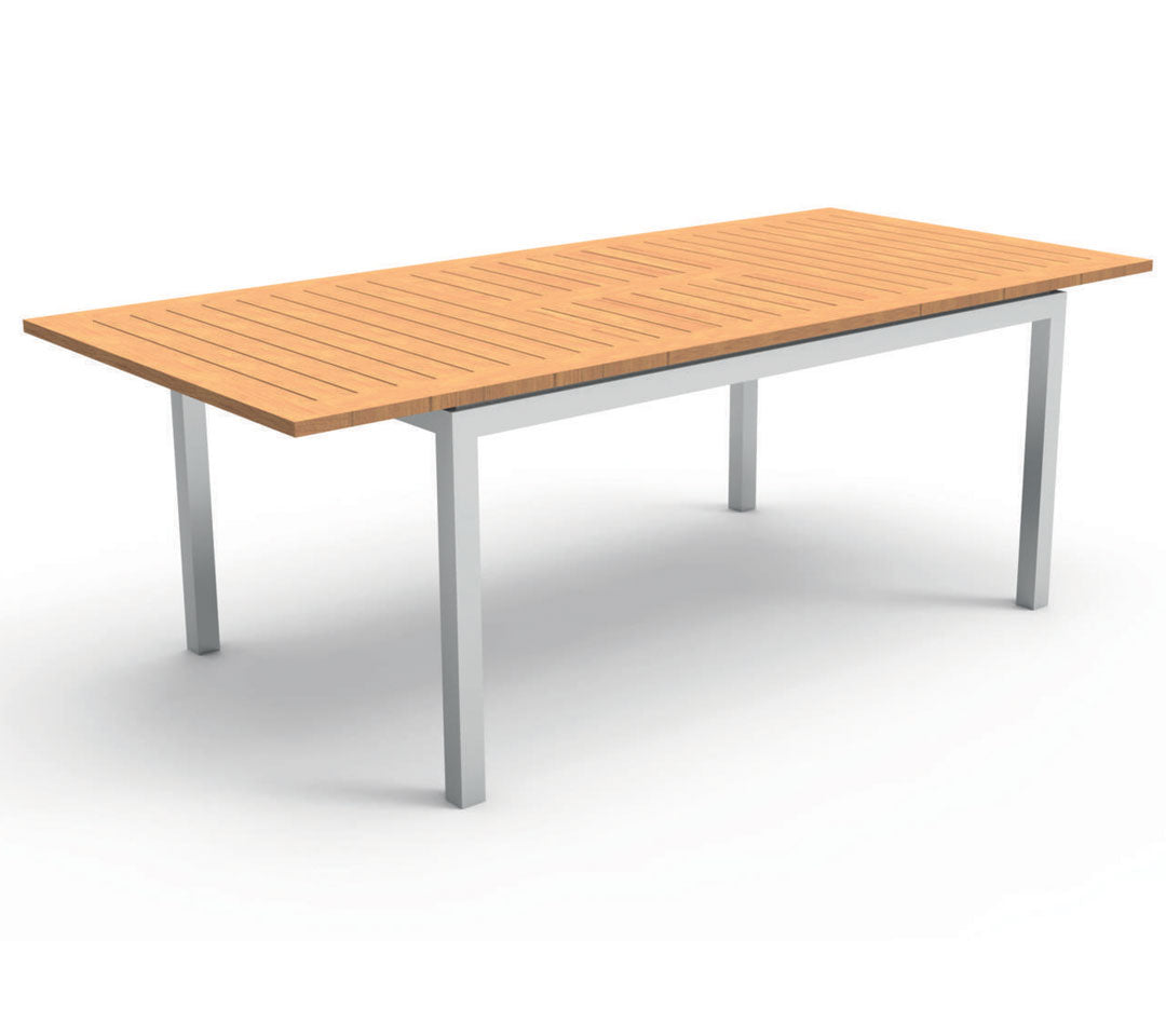 Ausziehbarer Teakholztisch 156/214 x 90 cm, Farbe nach Wahl