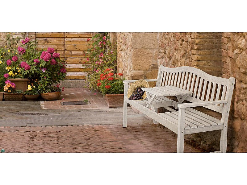 PANCA IN LEGNO BIANCA 160X62X95H CON TAVOLINO BIZZOTTO