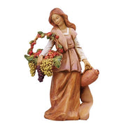 PASTORELLA CON CESTO DI FRUTTA 12CM IN RESINA (F-15)