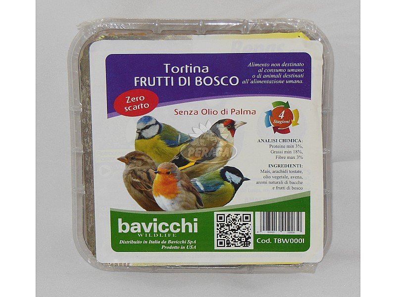 TORTINA FRUTTI DI BOSCO SENZA OLIO DI PALMA PER UCCELLI SELVATIC