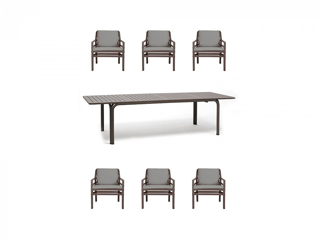 OFFERTA TAVOLO ALLORO ESTENSIBILE 210/280CM +6 POLTRONE ARIA COLORE A SCELTA