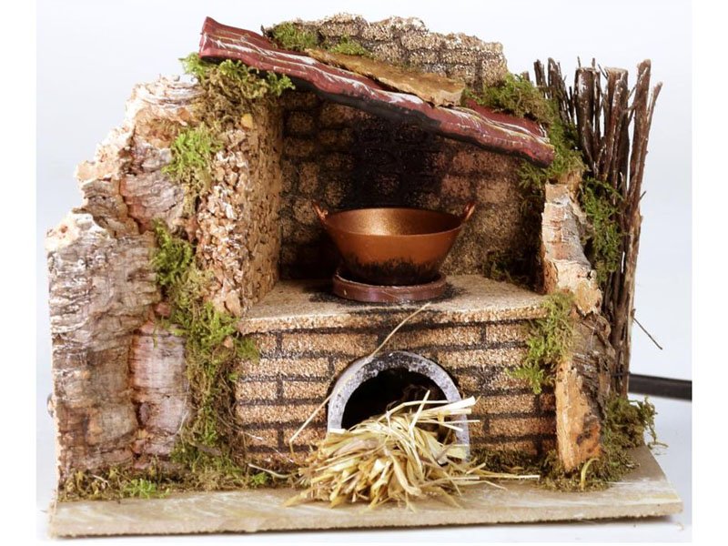CUCINA A LEGNA CON EFFETTO FIAMMA REALISTICA