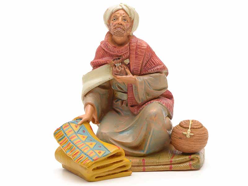 PASTORE CON TAPPETO 12CM IN RESINA (F-69)
