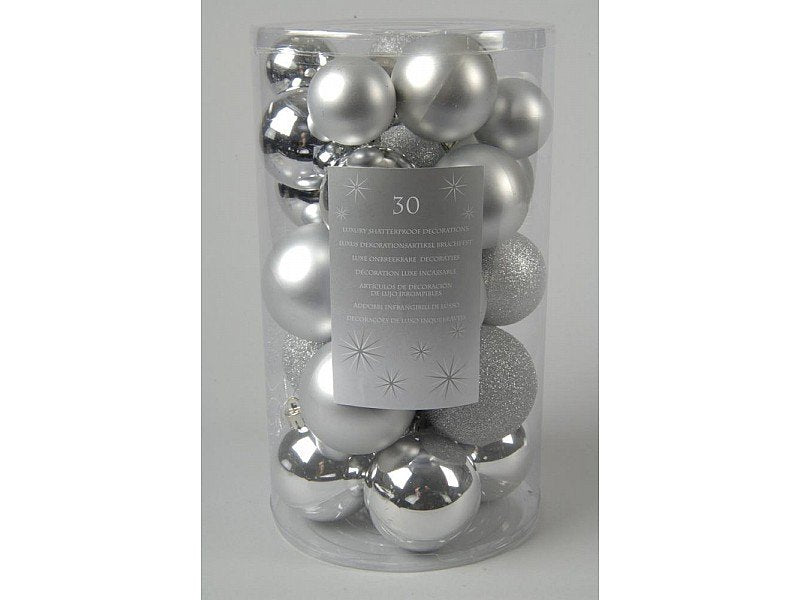 30 PALLINE ARGENTO OPACO/GLITTERATO
