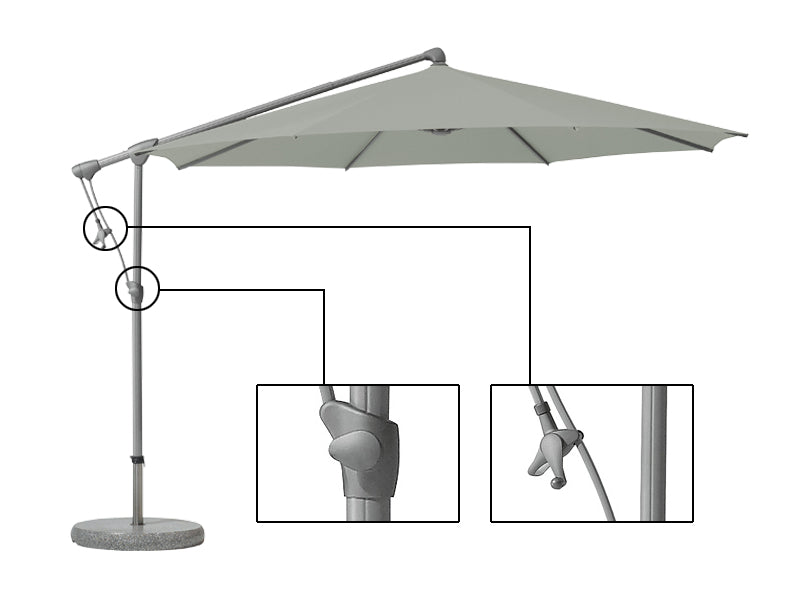 OMBRELLONE ROTONDO SUNWING C+ 300CM TORTORA CON BASE GLATZ