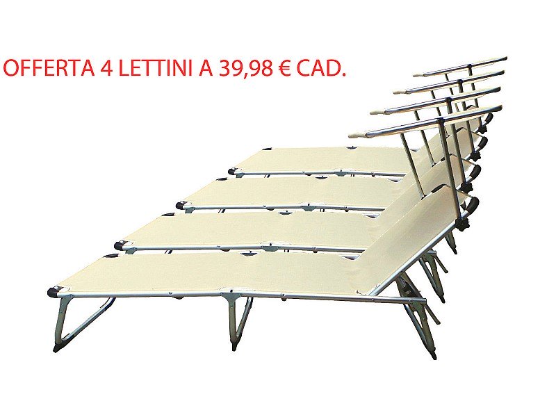 OFFERTA: 4 LETTINI BEIGE CON PARASOLE