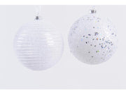 OFFERTA 3 PALLINE 8CM BIANCO GHIACCIO DECORATE
