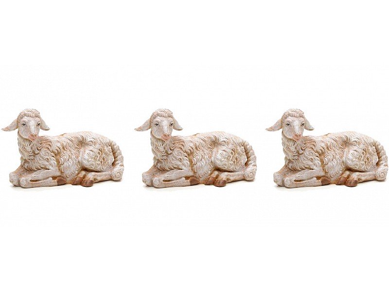 FAMIGLIA DI PECORE SEDUTE 10CM IN RESINA (F198)