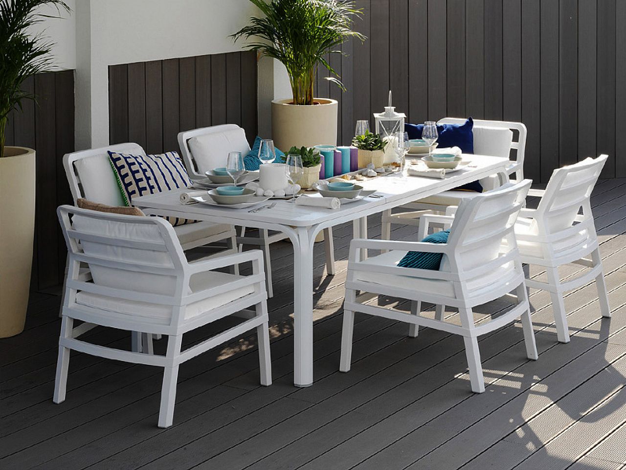 OFFERTA TAVOLO ALLORO ESTENSIBILE 210/280CM +6 POLTRONE ARIA COLORE A SCELTA