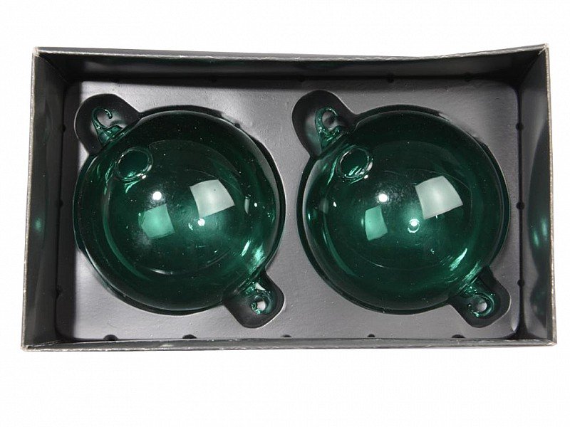 2 PALLINE 10CM VERDE TRASPARENTE LUCIDO