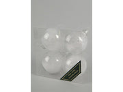 4 PALLINE 7CM CON PIUMA BIANCO TRASPARENTE
