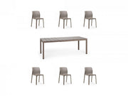 OFFERTA TAVOLO RIO ALLUNGABILE 140/210CM +6 SEDIE BIT TORTORA
