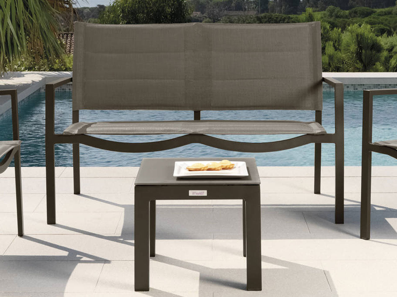 SALOTTO DA GIARDINO TOUCH IN ACCIAIO E TEXTILENE NERO CHARCOAL