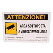 CARTELLO AREA VIDEOSORVEGLIATA 30x 20 ALLUMINIO