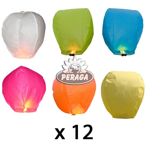 LANTERNE CINESI VOLANTI COLORI A SCELTA 12 PZ SKY LANTERNS