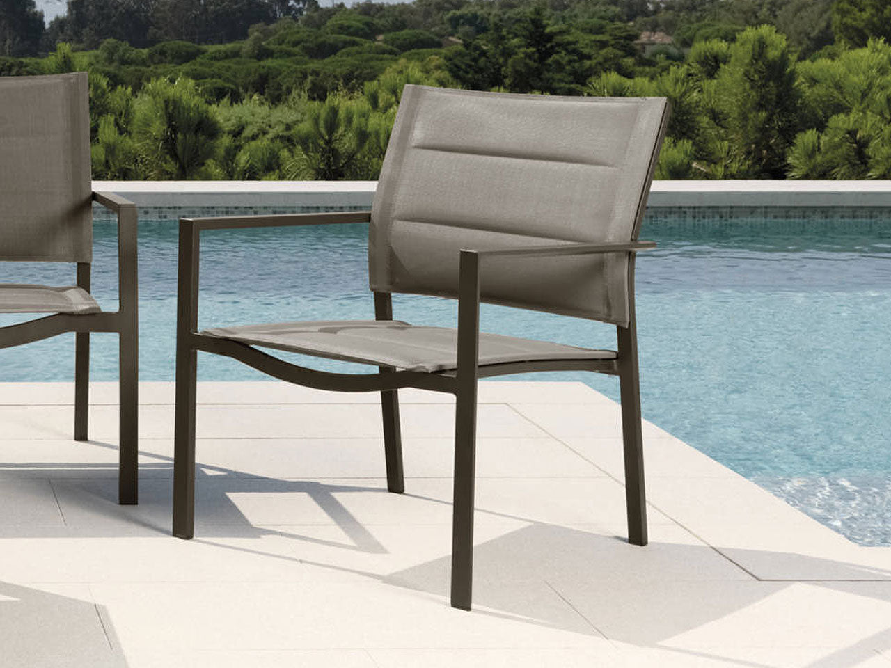 SALOTTO DA GIARDINO TOUCH IN ACCIAIO E TEXTILENE NERO CHARCOAL
