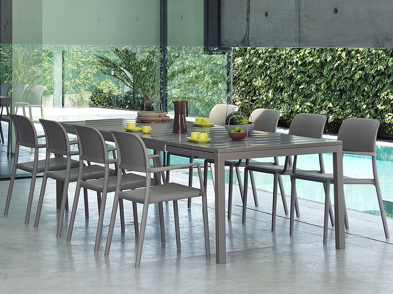 OFFRE : TABLE EXTENSIBLE RIO 210/280CM + 8 FAUTEUILS RIVA DANS LA COULEUR DE VOTRE CHOIX