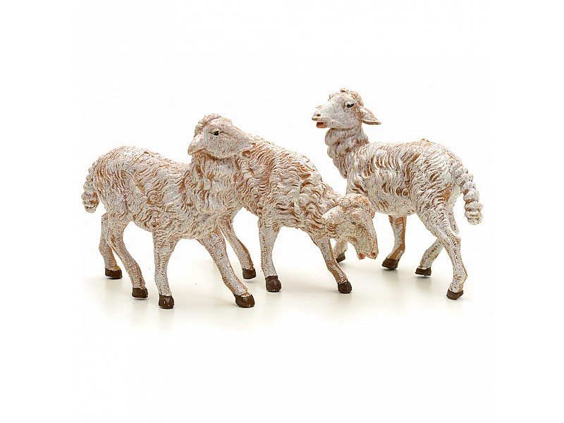 FAMIGLIA DI PECORE IN PIEDI 10CM IN RESINA (F195)