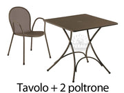 SET TAVOLO 76X76CM + 2 POLTRONE MARRONE