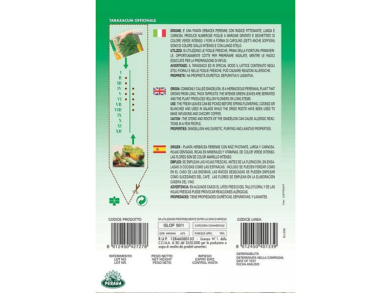 BUSTINA CON SEMI DI TARASSACO OFFICINALE