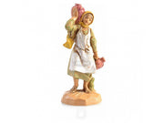 PASTORELLA CON BROCCHE 6,5CM IN RESINA (F-224)
