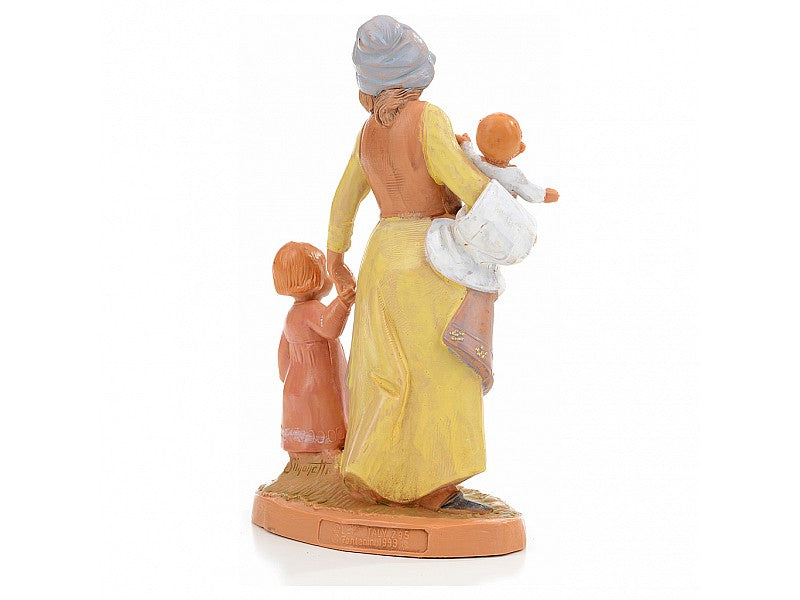 PASTORELLA CON DUE BAMBINI 12CM IN RESINA (F-19)