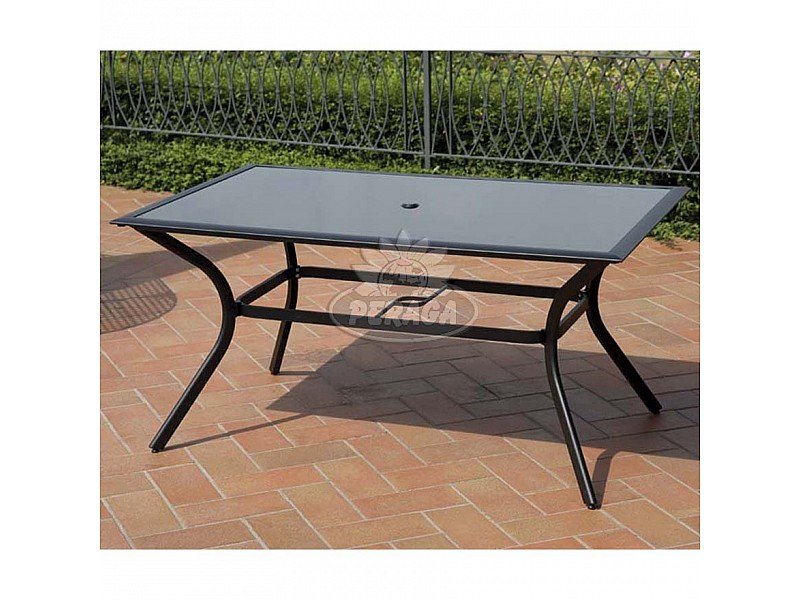 TAVOLO IN ALLUMINIO E VETRO GIADA CM 153X96XH72