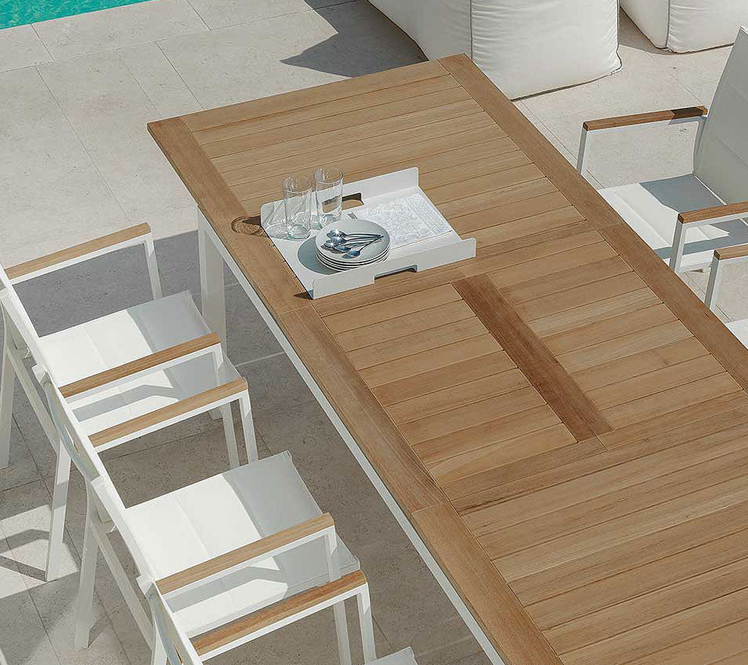 TAVOLO TIMBER IN TEAK ALLUNGABILE 156/214X90 COLORE A SCELTA
