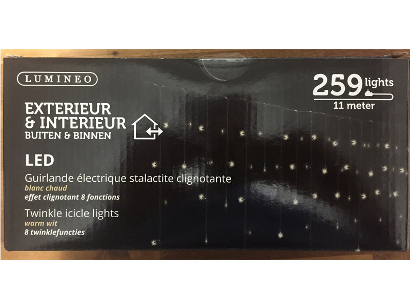 STALATTITI 259 LED MINI EFFETTO GHIACCIOLO BIANCO CALDO
