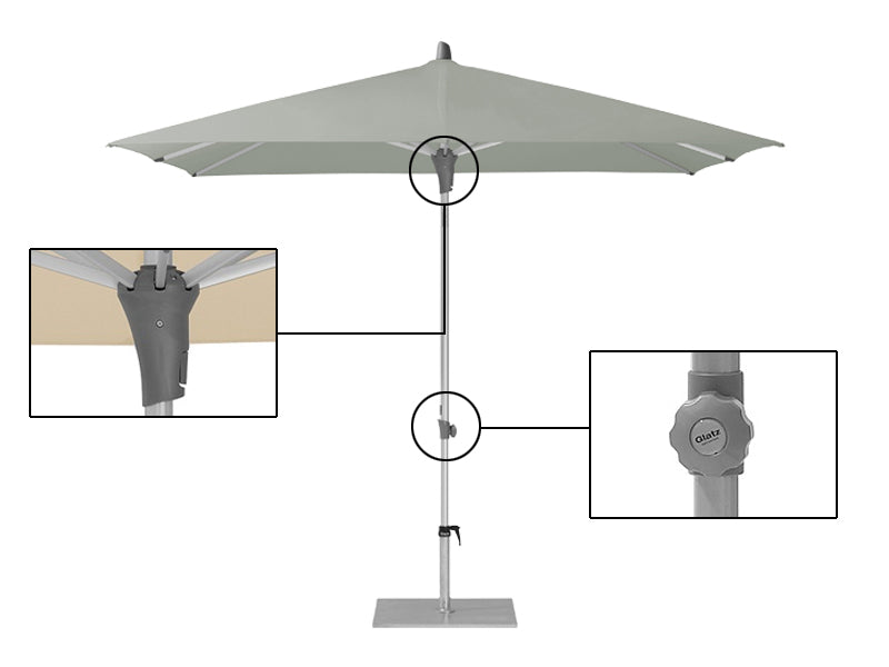 OMBRELLONE RETTANGOLARE GRIGIO TORTORA 210X150CM ALU PUSH GLATZ