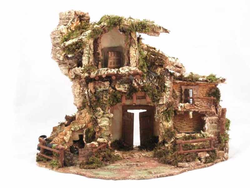 CASA RUSTICA CON FUOCO E FONTANA 58X38X48CM