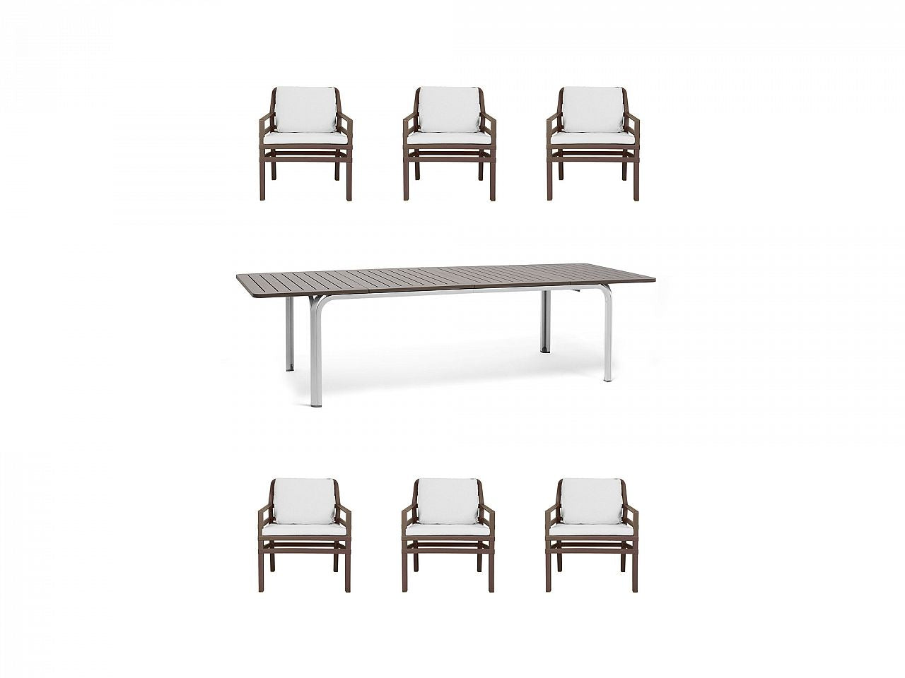 OFFERTA TAVOLO ALLORO ESTENSIBILE 210/280CM +6 POLTRONE ARIA COLORE A SCELTA