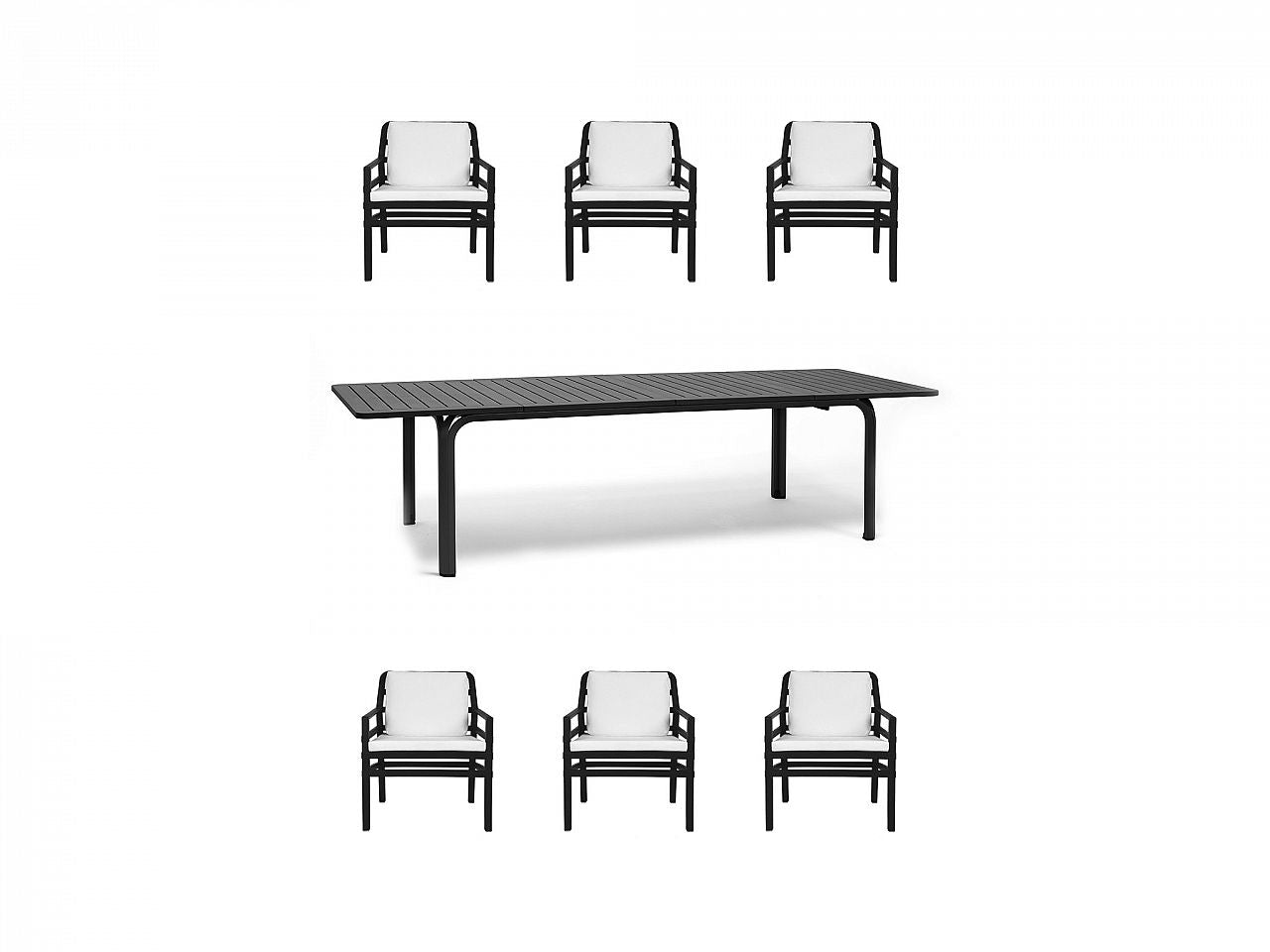 OFFERTA TAVOLO ALLORO ESTENSIBILE 210/280CM +6 POLTRONE ARIA COLORE A SCELTA