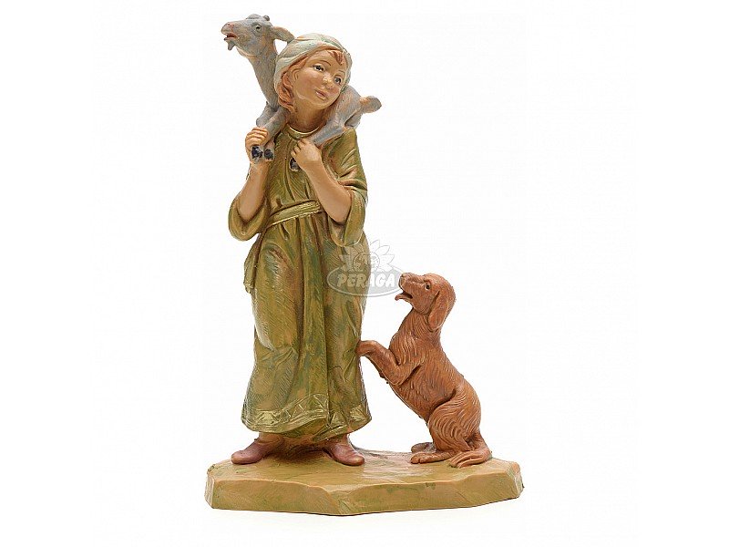 PASTORELLA CON CAPRETTA E CANE 12CM IN RESINA (F-97)