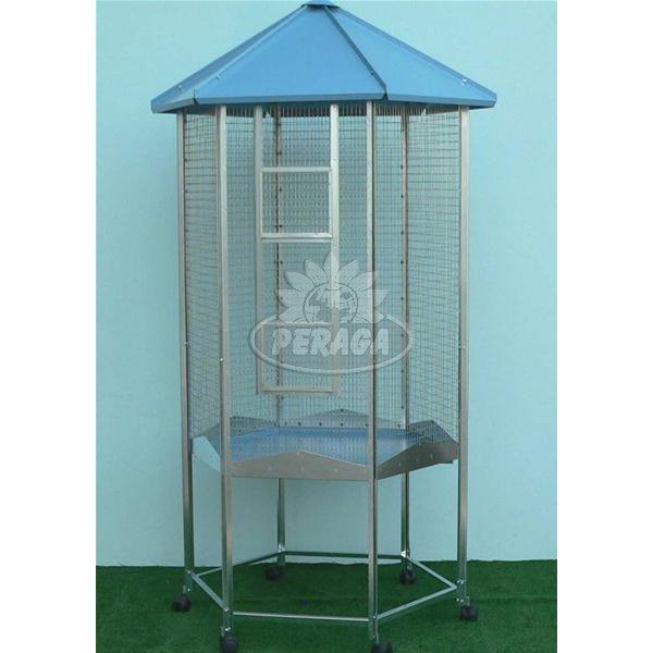 VOLIERA GABBIA PER UCCELLI ESAGONALE GRANDE 122X210CM