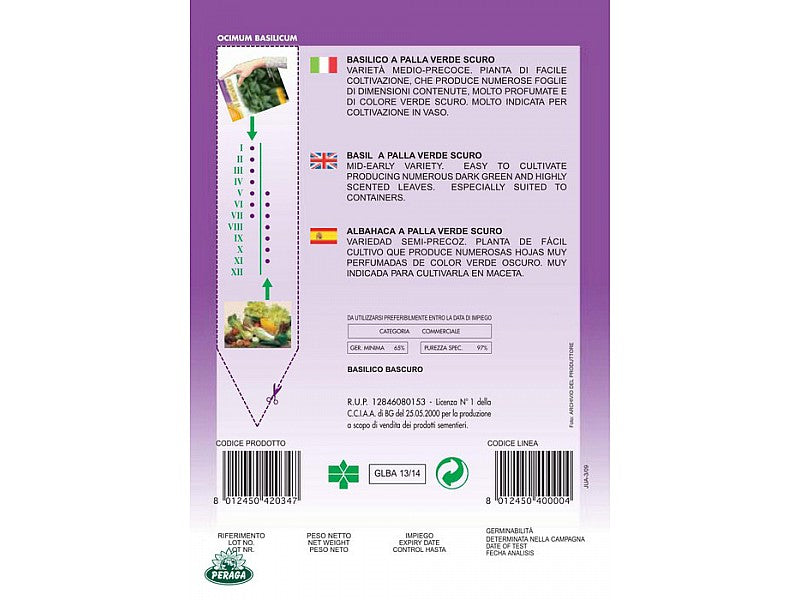 BUSTINA CON SEMI DI BASILICO A PALLA VERDE SCURO