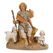 PASTORELLO CON PECORE 12CM IN RESINA (F-43)