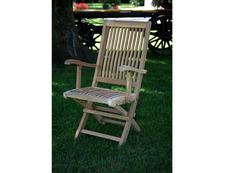 POLTRONA IN TEAK PIEGHEVOLE CON BRACCIOLI