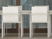 OFFERTA SET DA PRANZO TAVOLO ALL. MILO 160/215X95+ 6 POLTRONE BIANCO MILO