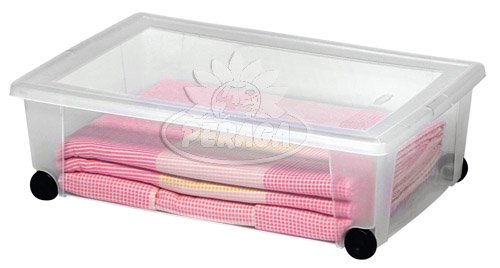 SCATOLA MULTIUSO ROLLBOX TRASPARENTE 59X39X18,5 H CON RUOTE