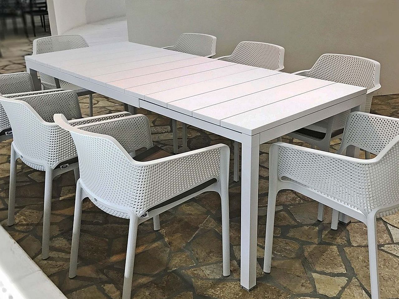 OFFERTA TAVOLO RIO ALLUNGABILE 210/280 +8 POLTRONE NET COLORE A SCELTA